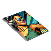 Pop Art Vrouw in Hoofdtelefoon Dansen Notitieboek (Rechterzijde)