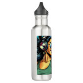 Pop Art Vrouw in Hoofdtelefoon Dansen Waterfles (Links)