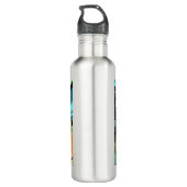 Pop Art Vrouw in Hoofdtelefoon Dansen Waterfles (Achterkant)