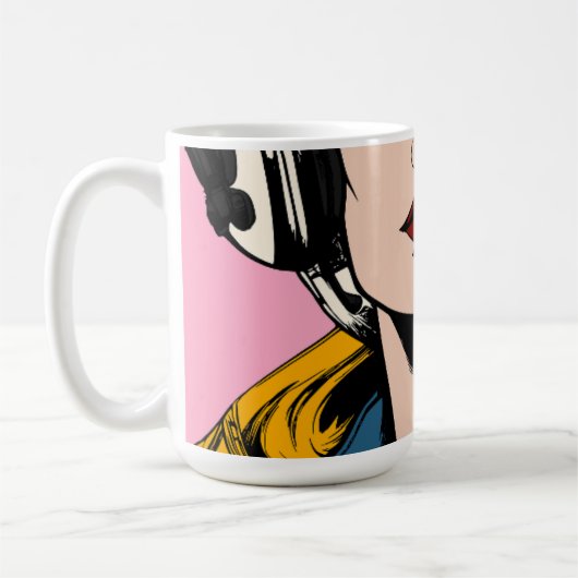 Pop Art Vrouw Koffiemok – Retro Comic Stijl Kunst (Links)