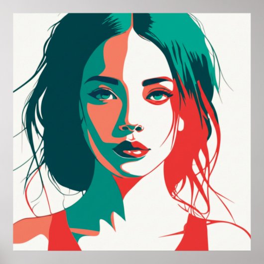 Pop Art Vrouw Portret Gift Poster (Voorkant)