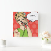 Pop Art Vrouw Vierkante Klok (Huis)