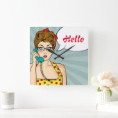 Pop Art Vrouw Vierkante Klok (Huis)