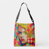Pop Art Vrouw voor levendige patronen Crossbody Tas (Achterkant)