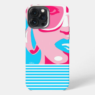 Pop Art Vrouw Witte Zonnebril Bijtend Blauwe Lippe iPhone 13 Pro Max Hoesje