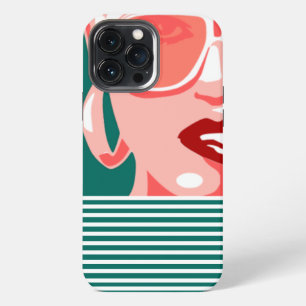 Pop Art Vrouw Witte Zonnebril Bijtend Rode Lippen iPhone 13 Pro Max Hoesje