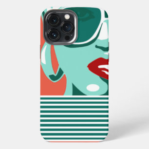 Pop Art Vrouw Witte Zonnebril Bijtend Rode Lippen iPhone 13 Pro Max Hoesje