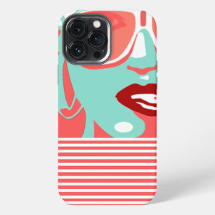 Pop Art Vrouw Witte Zonnebril Bijtend Rode Lippen iPhone 13 Pro Max Hoesje