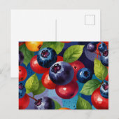 Pop Art Waterverf Bosbessen Patroon Briefkaart (Voorkant / Achterkant)
