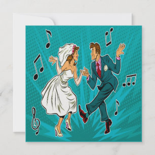 Pop Art Wedding Jitterbug Dansende Uitnodiging