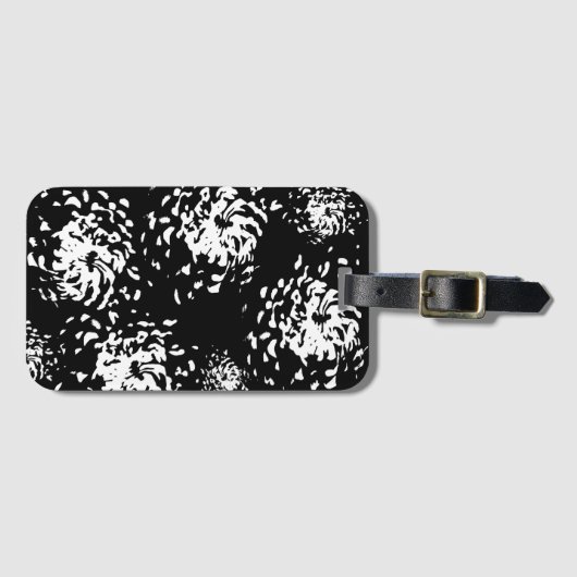Pop Art White Flowers Bagagelabel (Voorkant (horizontaal))