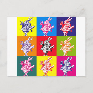 Pop Art White Rabbit Briefkaart