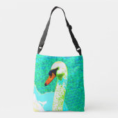 Pop Art White Swan Head Crossbody Tas (Achterkant)