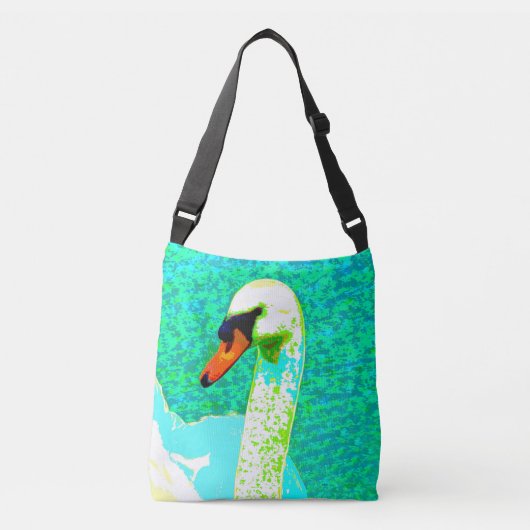 Pop Art White Swan Head Crossbody Tas (Voorkant)