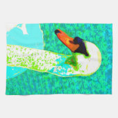 Pop Art White Swan Head Theedoek (Horizontaal)