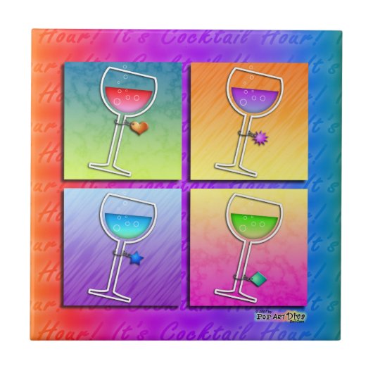 Pop Art Wijn Coaster Tegel Tegeltje (Voorkant)