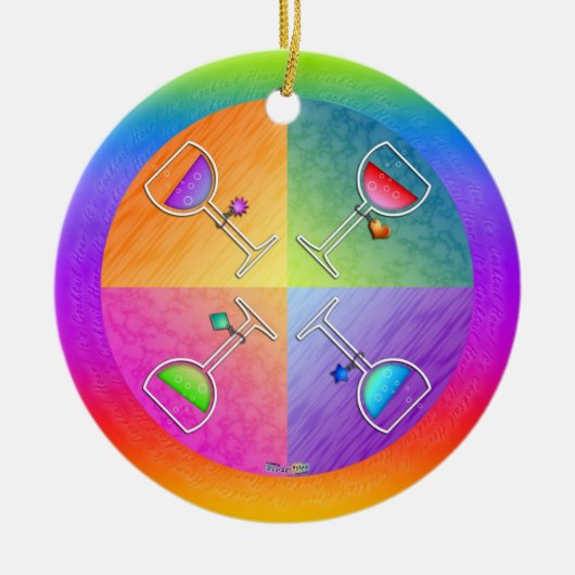 Pop Art WIJN HANGEND SIERAAD Keramisch Ornament (Voorkant)