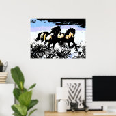 Pop Art Wild Horses Motivatie Freedom Artwork Poster (Thuiskantoor)