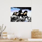 Pop Art Wild Horses Motivatie Freedom Artwork Poster (Keuken)