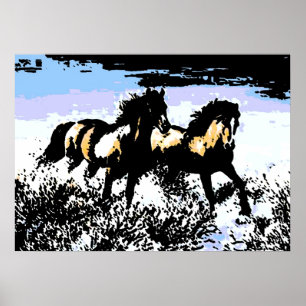 Pop Art Wild Horses Motivatie Freedom Artwork Poster