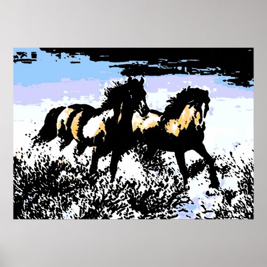 Pop Art Wild Horses Motivatie Freedom Artwork Poster (Voorkant)