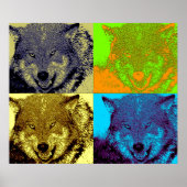 Pop Art Wild Wolf in Snow Artwork Poster Print (Voorkant)