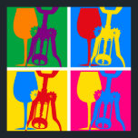 Pop Art Wine Poster<br><div class="desc">Het ontwerp van grote wijnliefhebbers bestaat uit vier verschillende gekleurde silhouetten van wijnglazen en flessenopeners in felle contrasterende kleuren. Ideaal voor een wijnproeffeest. RozeInkArt origineel!</div>