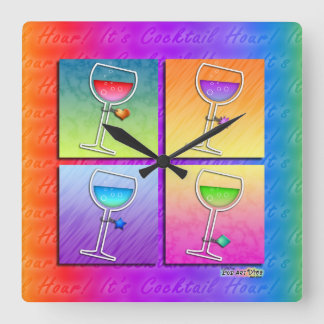 Pop Art WINE SQUARE WALL CLOCK Vierkante Klok