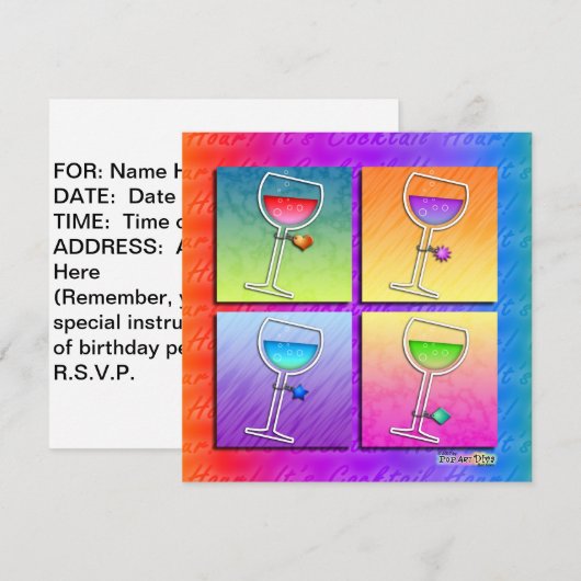 Pop Art Wine Uitnodiging (Voorkant / Achterkant)