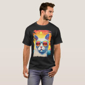 Pop Art Witte Kat Hawaïaans T-shirt (Voorkant volledig)