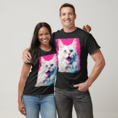 Pop Art Witte Kat Roze T-shirt (Unisex)