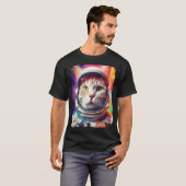 Pop Art Witte Kat Ruimteonderzoek T-shirt (Voorkant volledig)