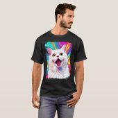 Pop Art Witte Kat T-shirt (Voorkant volledig)