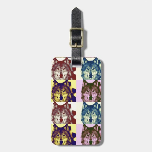 Pop Art Wolf Bagagelabel (Voorkant verticaal)