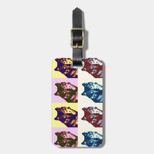 Pop Art Wolf Bagagelabel (Voorkant verticaal)