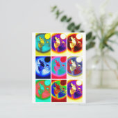 Pop Art Wolf Briefkaart (Staand voorkant)