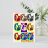 Pop Art Wolf Briefkaart (Staand voorkant)