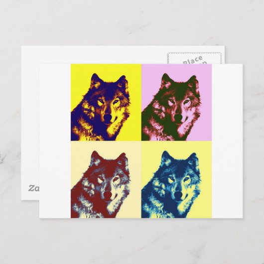 Pop Art Wolf Briefkaart (Voorkant / Achterkant)
