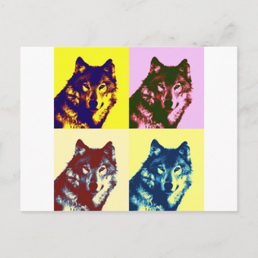 Pop Art Wolf Briefkaart (Voorkant)