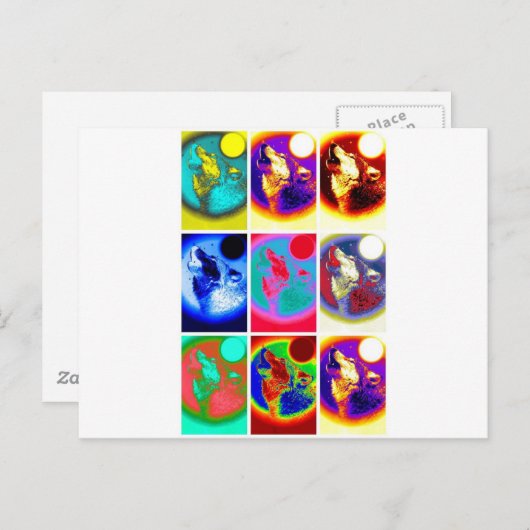 Pop Art Wolf Briefkaart (Voorkant / Achterkant)