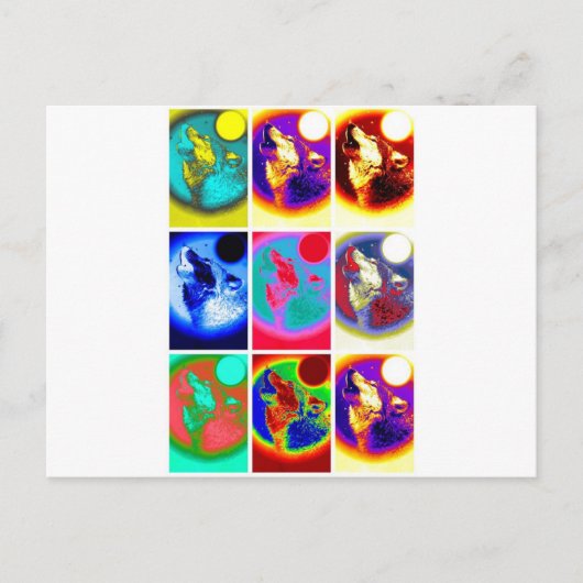 Pop Art Wolf Briefkaart (Voorkant)