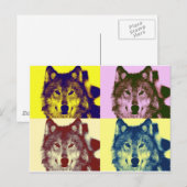 Pop Art Wolf Briefkaart (Voorkant / Achterkant)