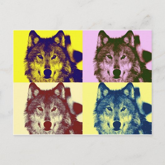 Pop Art Wolf Briefkaart (Voorkant)