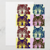 Pop Art Wolf Briefpapier (Voorkant / Achterkant)