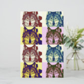 Pop Art Wolf Briefpapier (Staand voorkant)