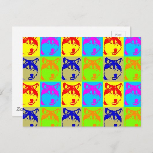 Pop Art Wolf Eyes Briefkaart (Voorkant / Achterkant)