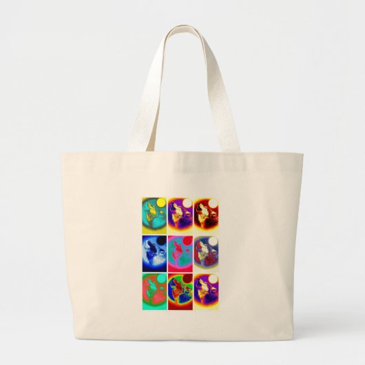 Pop Art Wolf Grote Tote Bag (Voorkant)