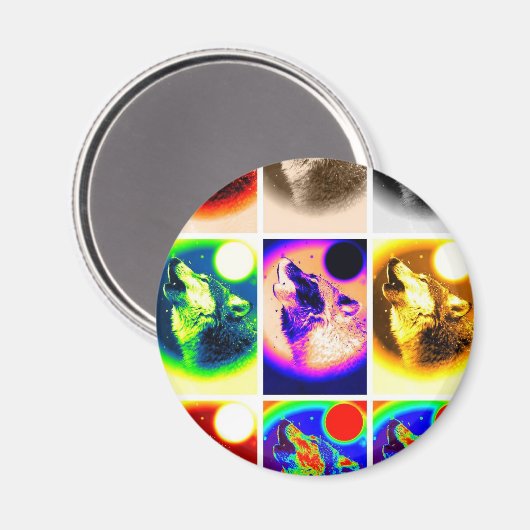 Pop Art Wolf Magneet (Voorkant / Achterkant)