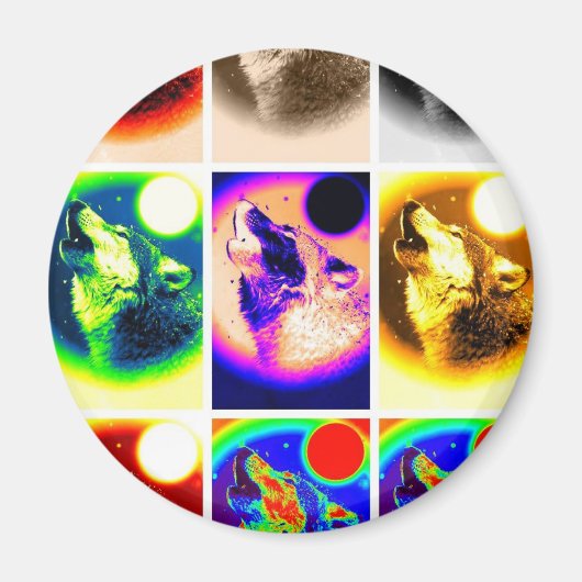 Pop Art Wolf Magneet (Voorkant)