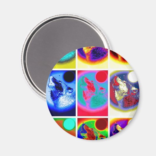 Pop Art Wolf Magneet (Voorkant / Achterkant)